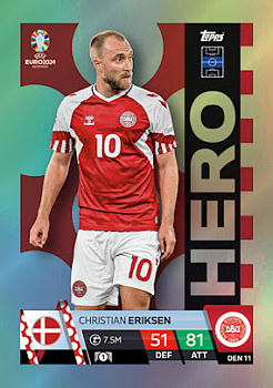Christian Eriksen Denmark Topps Match Attax EURO 2024 Hero #DEN11